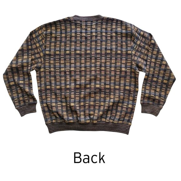 Jhane Barnes Vintage Wool Blend Coogi - Style Crewneck Flat Knit Sweater XL - Picture 5 of 14